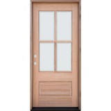 4-Lite Low-E Mahogany Prehung Wood Entry Door Unit