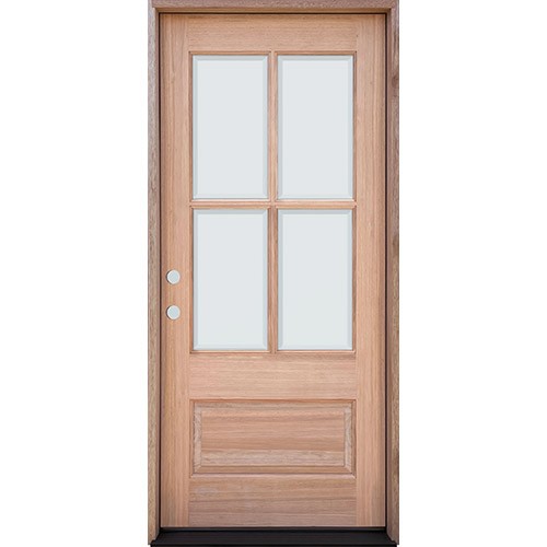 4-Lite Low-E Mahogany Prehung Wood Entry Door Unit
