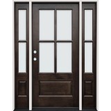 4-Lite Low-E Espresso Mahogany Prehung Wood Door Unit with Sidelites #EM5204