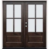 4-Lite Low-E Espresso Mahogany Prehung Double Wood Door Unit #EM5204