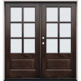 6-Lite Low-E Espresso Mahogany Prehung Double Wood Door Unit #EM5205
