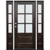 6-Lite Low-E Espresso Mahogany Prehung Wood Door Unit with Sidelites #EM5205