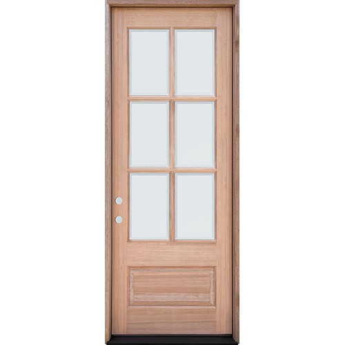 8'0" Tall 6-Lite Low-E Mahogany Wood Entry Door Unit