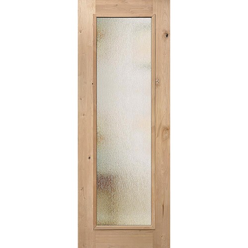 8'0" Tall Privacy Glass Full Lite Knotty Alder Wood Door Slab