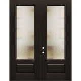 8'0" Tall Privacy Glass 3/4 Lite Finished Fiberglass Double Door Unit