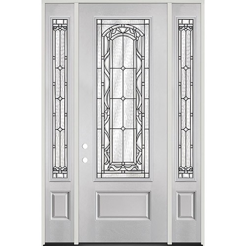 8'0" Tall 3/4 Lite Fiberglass Prehung Door Unit with Sidelites #292
