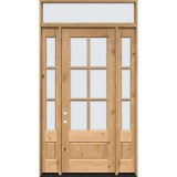 8'0" Tall 6-Lite Low-E Knotty Alder Prehung Wood Door Unit with Sidelites and Transom