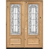 8'0" Tall 3/4 Lite Knotty Alder Wood Double Door Unit #292