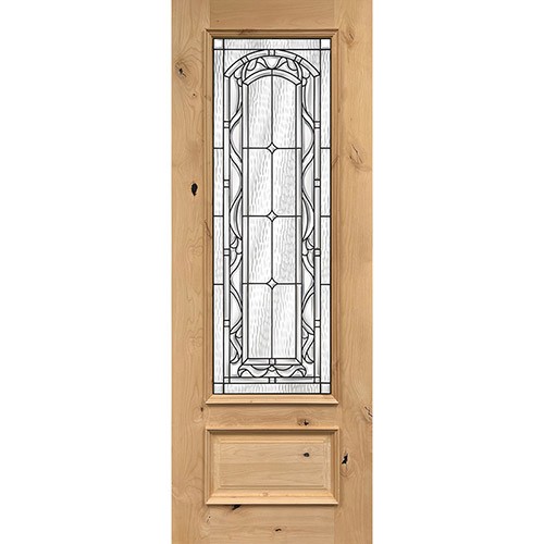 8'0" Tall 3/4 Lite Knotty Alder Wood Door Slab #292