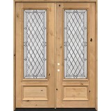 8'0" Tall Diamond 3/4 Lite Knotty Alder Wood Double Door Unit #294