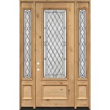 8'0" Tall Diamond 3/4 Lite Knotty Alder Wood Door Unit with Sidelites #294