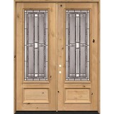 8'0" Tall 3/4 Lite Knotty Alder Wood Double Door Unit #297