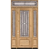 8'0" Tall 3/4 Lite Knotty Alder Wood Door Unit with Transom #297