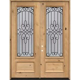 8'0" Tall 3/4 Lite Knotty Alder Wood Double Door Unit #299