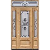 8'0" Tall 3/4 Lite Knotty Alder Wood Door Unit with Transom #299