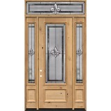 Fleur-de-lis 8'0" Tall 3/4 Lite Knotty Alder Wood Door Unit with Transom #84