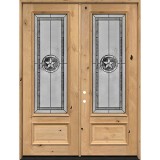 Texas Star 8'0" Tall 3/4 Lite Knotty Alder Wood Double Door Unit #90
