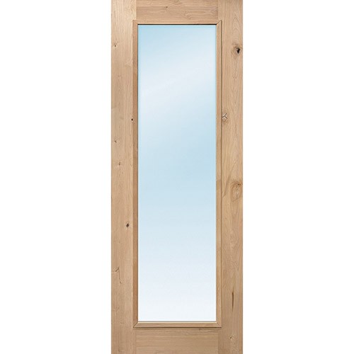 8'0" Tall Full Lite Low-E Knoty Alder Wood Door Slab