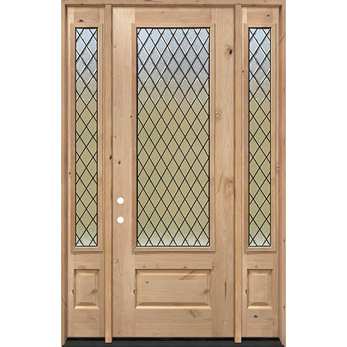 Diamond Granite 8'0" Tall 3/4 Lite Knotty Alder Wood Door Unit with Sidelites #393