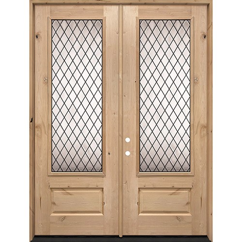 Diamond 8'0" Tall 3/4 Lite Knotty Alder Wood Double Door Unit #394