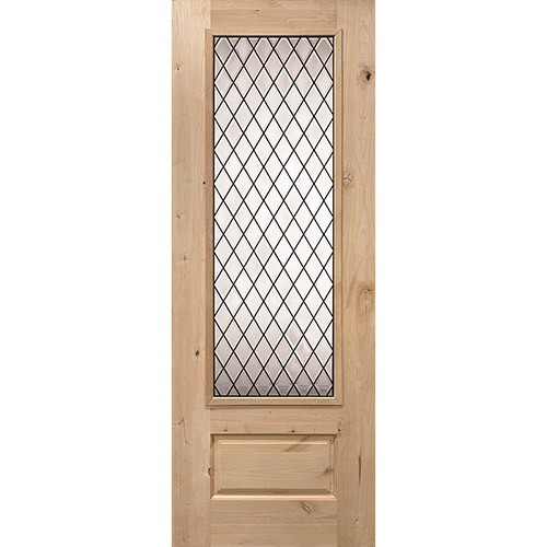 Diamond 8'0" Tall 3/4 Lite Knotty Alder Wood Door Slab #394