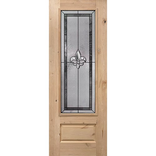 Fleur-de-lis 8'0" Tall 3/4 Lite Knotty Alder Wood Door Slab #84