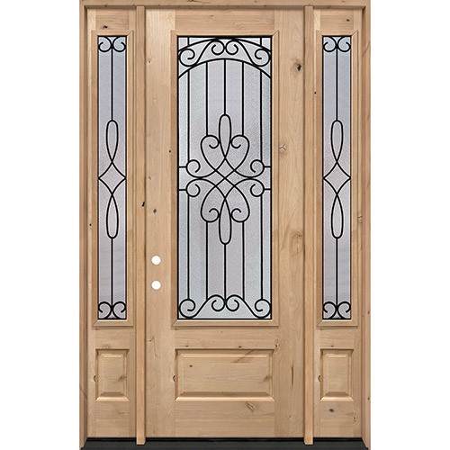 8'0" Tall 3/4 Lite Knotty Alder Wood Door Unit with Sidelites #299