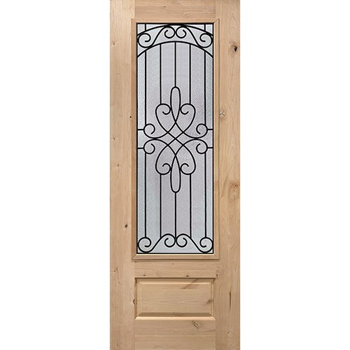 8'0" Tall 3/4 Lite Knotty Alder Wood Door Slab #299