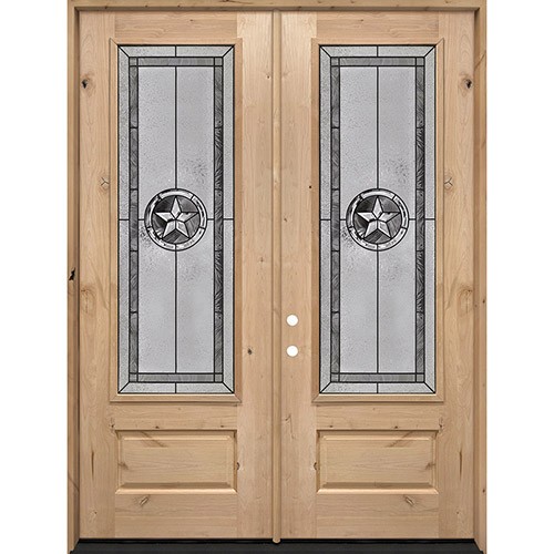 Texas Star 8'0" Tall 3/4 Lite Knotty Alder Wood Double Door Unit #90