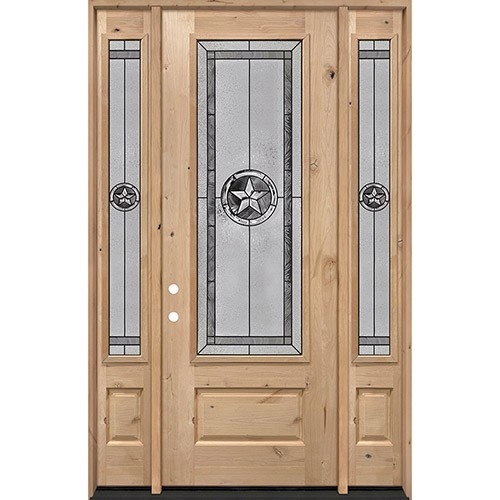 Texas Star 8'0" Tall 3/4 Lite Knotty Alder Wood Door Unit with Sidelites #90