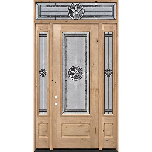 Texas Star 8'0" Tall 3/4 Lite Knotty Alder Wood Door Unit with Transom #90