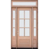 8'0" Tall 6-Lite Low-E Mahogany Prehung Wood Door Unit with Sidelites and Beveled Transom