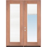8'0" Tall Full Mini-blind Mahogany Wood Double Door Unit