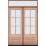 8'0" Tall 6-Lite Low-E Mahogany Prehung Wood Double Door Unit with Transom