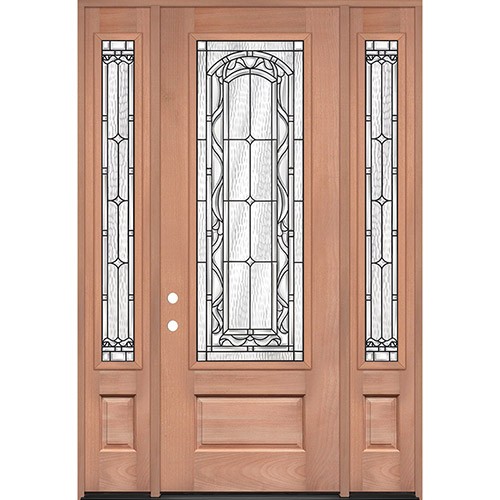 8'0" Tall 3/4 Lite Mahogany Wood Door Unit with Sidelites #292