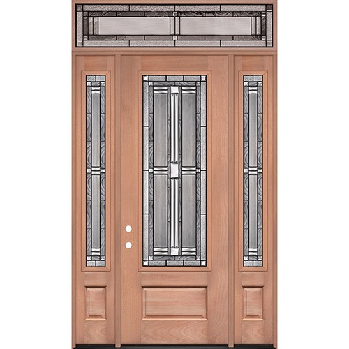 8'0" Tall 3/4 Lite Mahogany Wood Door Unit with Transom #297
