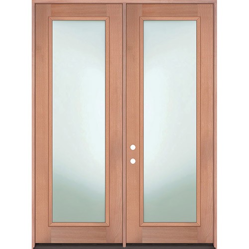 8'0" Tall Privacy Glass Full Lite Mahogany Wood Double Door Unit 8'0" Tall Privacy Glass Full Lite Mahogany Wood Double Door Unit