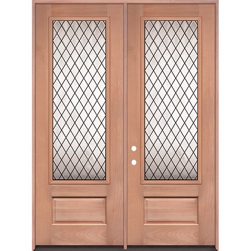 Diamond 8'0" Tall 3/4 Lite Mahogany Wood Double Door Unit #394