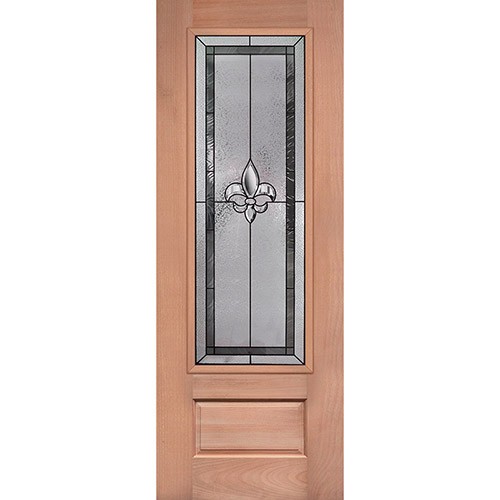 Fleur-de-lis 8'0" Tall 3/4 Lite Mahogany Wood Door Slab #84