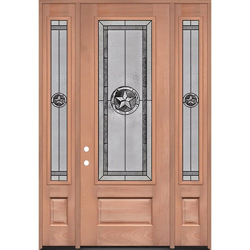 Texas Star 8'0" Tall 3/4 Lite Mahogany Wood Door Unit with Sidelites #90