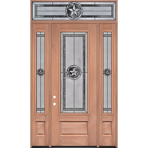 Texas Star 8'0" Tall 3/4 Lite Mahogany Wood Door Unit with Transom #90