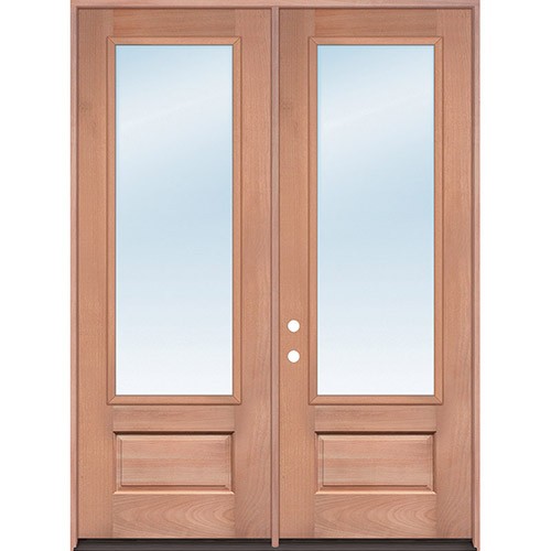 8'0" Tall 3/4 Lite Clear Low-E Mahogany Wood Double Door Unit