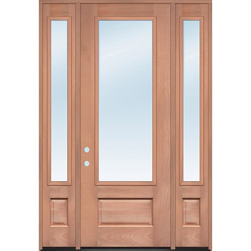 8'0" Tall 3/4 Lite Clear Low-E Mahogany Wood Door Unit with Sidelites