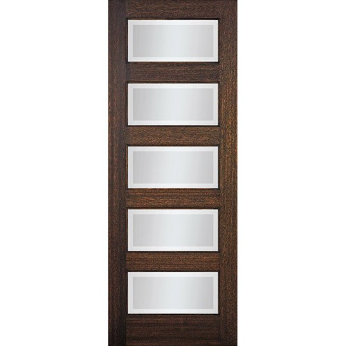 Hamilton 8'0" Tall Modern 5-Lite Mahogany Wood Door Slab