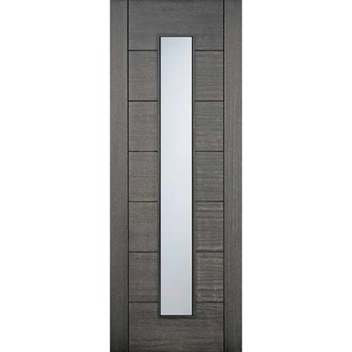 Hamilton 8'0" Tall Modern 1-Lite Vertical Mahogany Wood Door Slab