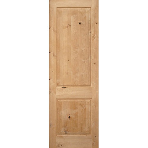 Interior 8'0" x 1-3/4" 2-Panel Square Top Knotty Alder Wood Door Slab