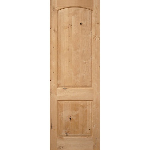 Interior 8'0" x 1-3/4" 2-Panel Arch Knotty Alder Wood Door Slab