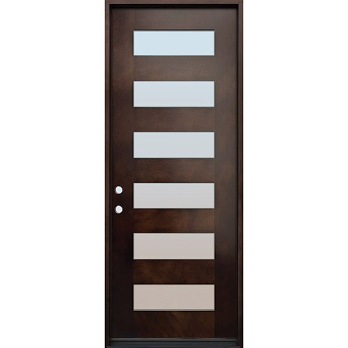 8'0" Tall Modern 6-Lite Espresso Mahogany Prehung Wood Door Unit #806