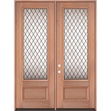 Diamond 8'0" Tall 3/4 Lite Mahogany Wood Double Door Unit #394