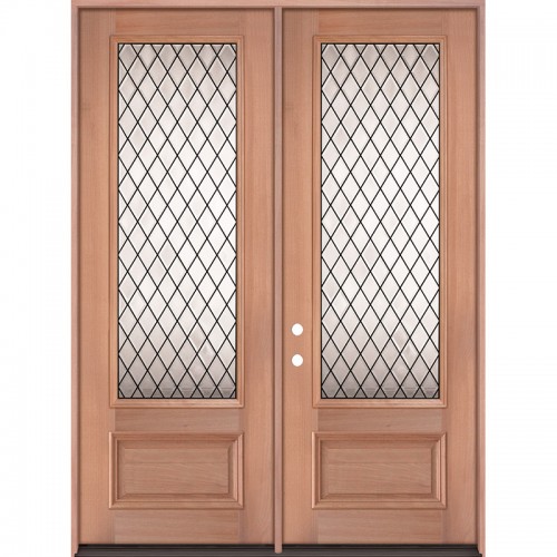 Diamond 8'0" Tall 3/4 Lite Mahogany Wood Double Door Unit #394